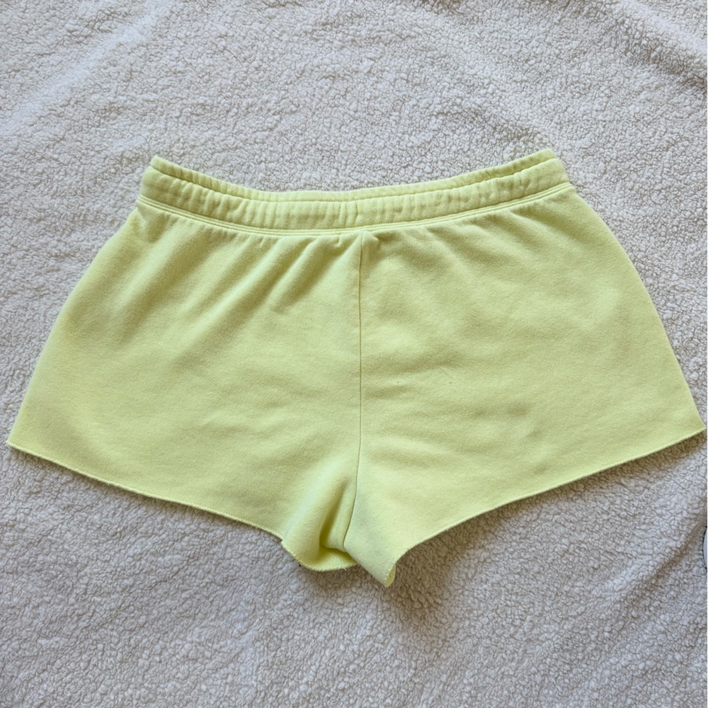 Y2K GAP Lemon Yellow Cotton Drawstring Athletic Shorts Grey Embroidery Size M - Picture 3 of 4